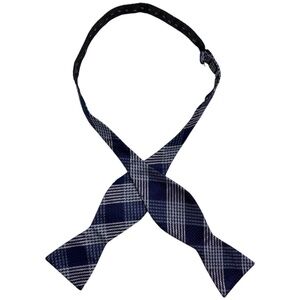 BEN SHERMAN Purple/Blue Tartan Silk LUXURY Self Bow Tie HANDMADE